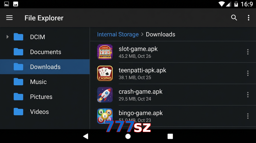 Main screen of 777Sz gameapk page for PK players