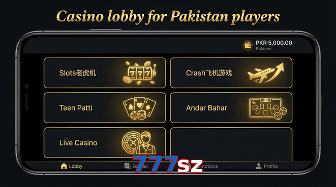 Lobby view of 777Sz for Pakistan users